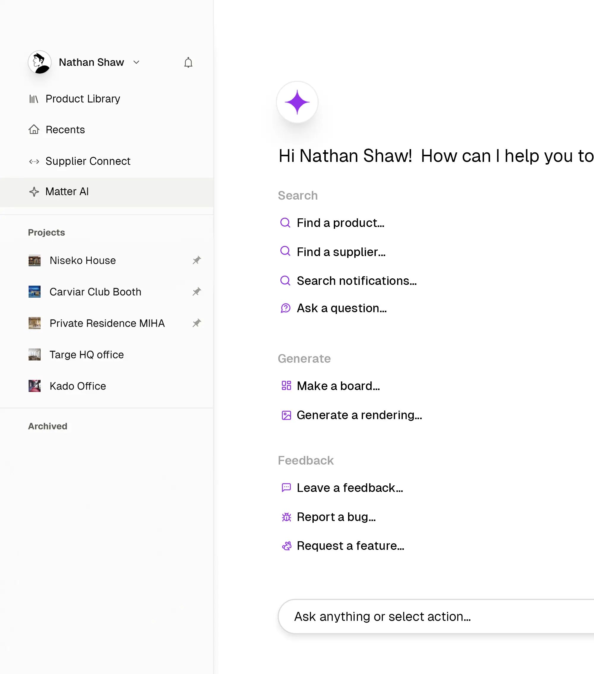 Matter AI empowering interior designers with AI-driven insights and recommendations.